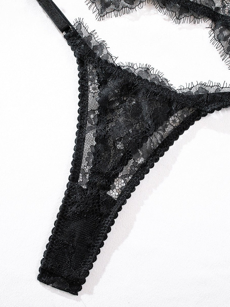 Black & Red Lace Adjustable Embroidered Corset & Panty Lingerie Set - gosundaymarket