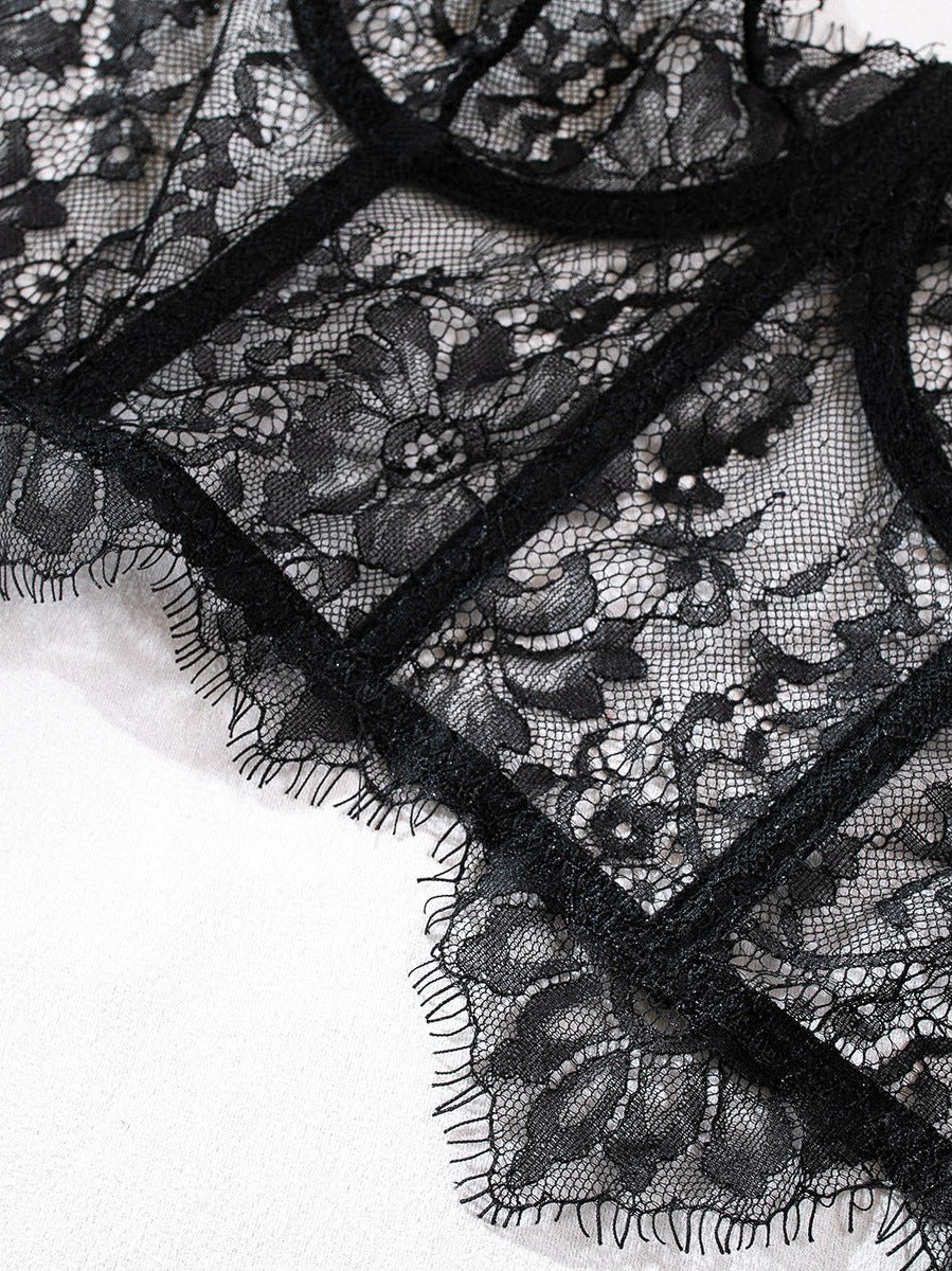 Black & Red Lace Adjustable Embroidered Corset & Panty Lingerie Set - gosundaymarket