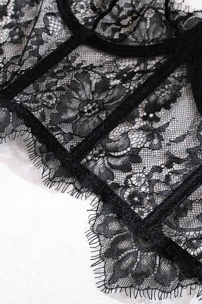 Black & Red Lace Adjustable Embroidered Corset & Panty Lingerie Set - gosundaymarket