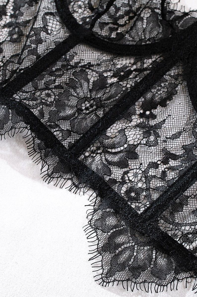 Black & Red Lace Adjustable Embroidered Corset & Panty Lingerie Set - gosundaymarket