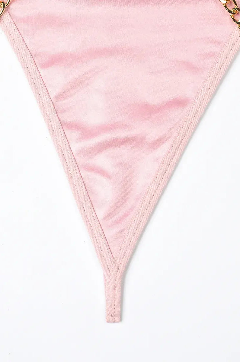Comfort-focused pink PU thong with gentle lining and flattering fit from the Blush Bond Obsession lingerie collection.