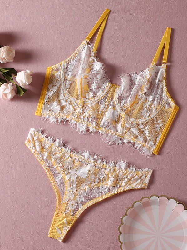 Fish Bone Ultra - Thin Hollow Lace Corset Set - gosundaymarket