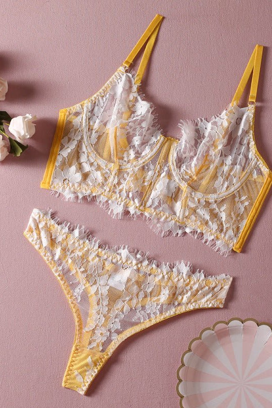 Fish Bone Ultra - Thin Hollow Lace Corset Set - gosundaymarket