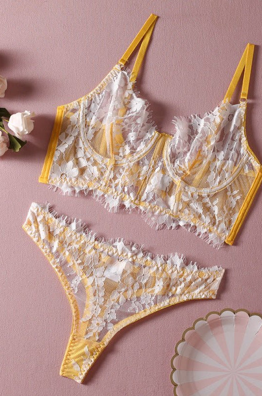 Fish Bone Ultra - Thin Hollow Lace Corset Set - gosundaymarket