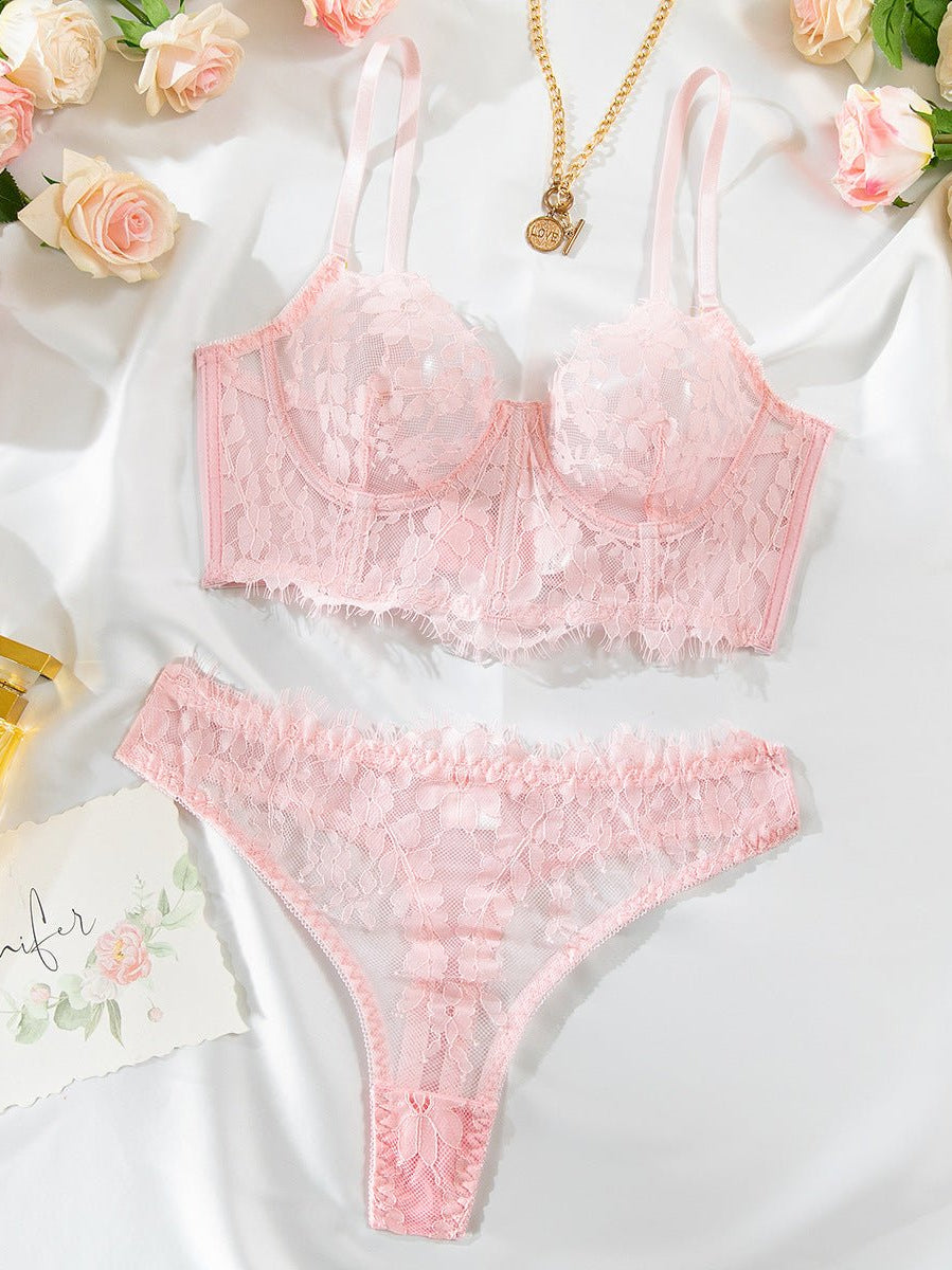 Fish Bone Ultra - Thin Hollow Lace Corset Set - gosundaymarket