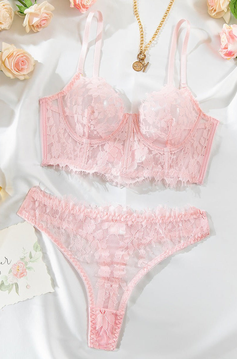 Fish Bone Ultra - Thin Hollow Lace Corset Set - gosundaymarket