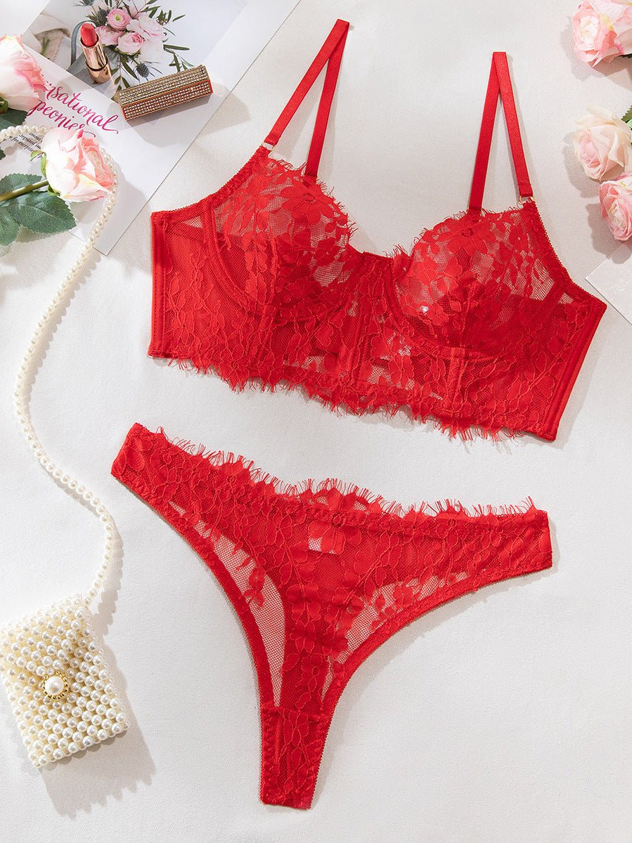 Fish Bone Ultra - Thin Hollow Lace Corset Set - gosundaymarket