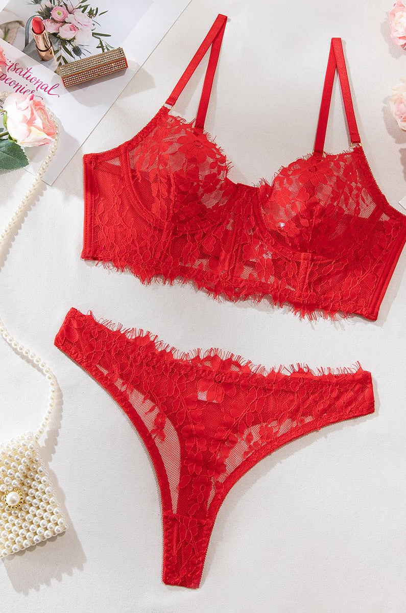 Fish Bone Ultra - Thin Hollow Lace Corset Set - gosundaymarket