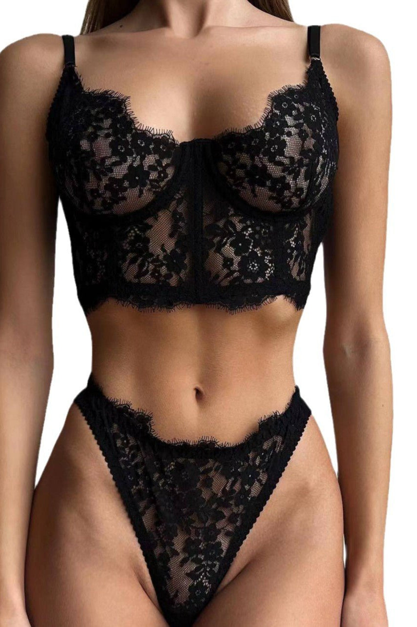 Fish Bone Ultra - Thin Hollow Lace Corset Set - gosundaymarket