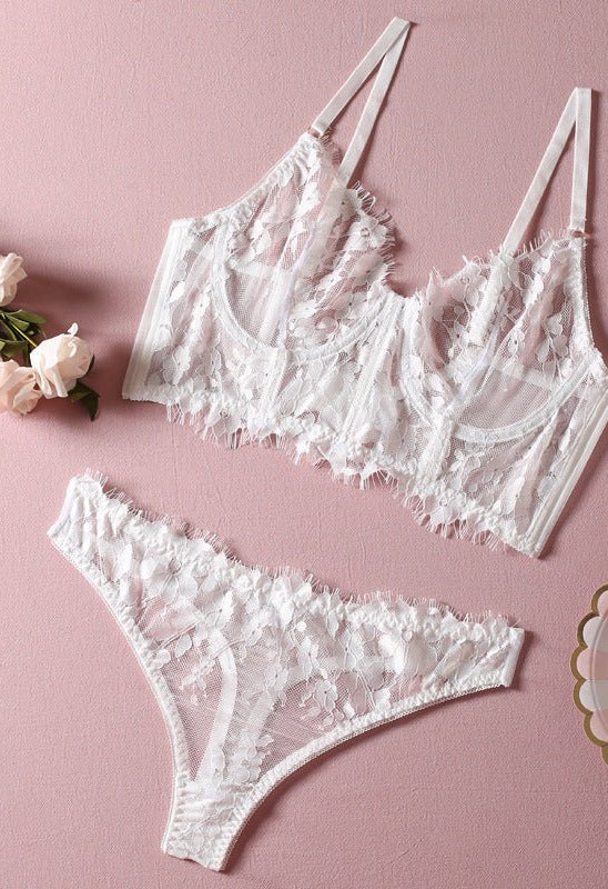 Fish Bone Ultra - Thin Hollow Lace Corset Set - gosundaymarket