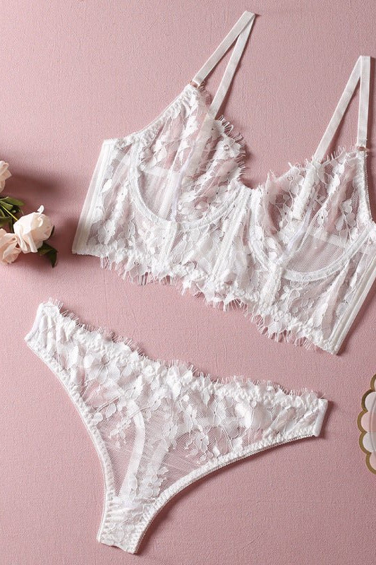 Fish Bone Ultra - Thin Hollow Lace Corset Set - gosundaymarket