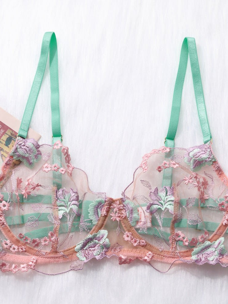 Tender Sweetheart Color Clash Lace Lingerie Set - gosundaymarket