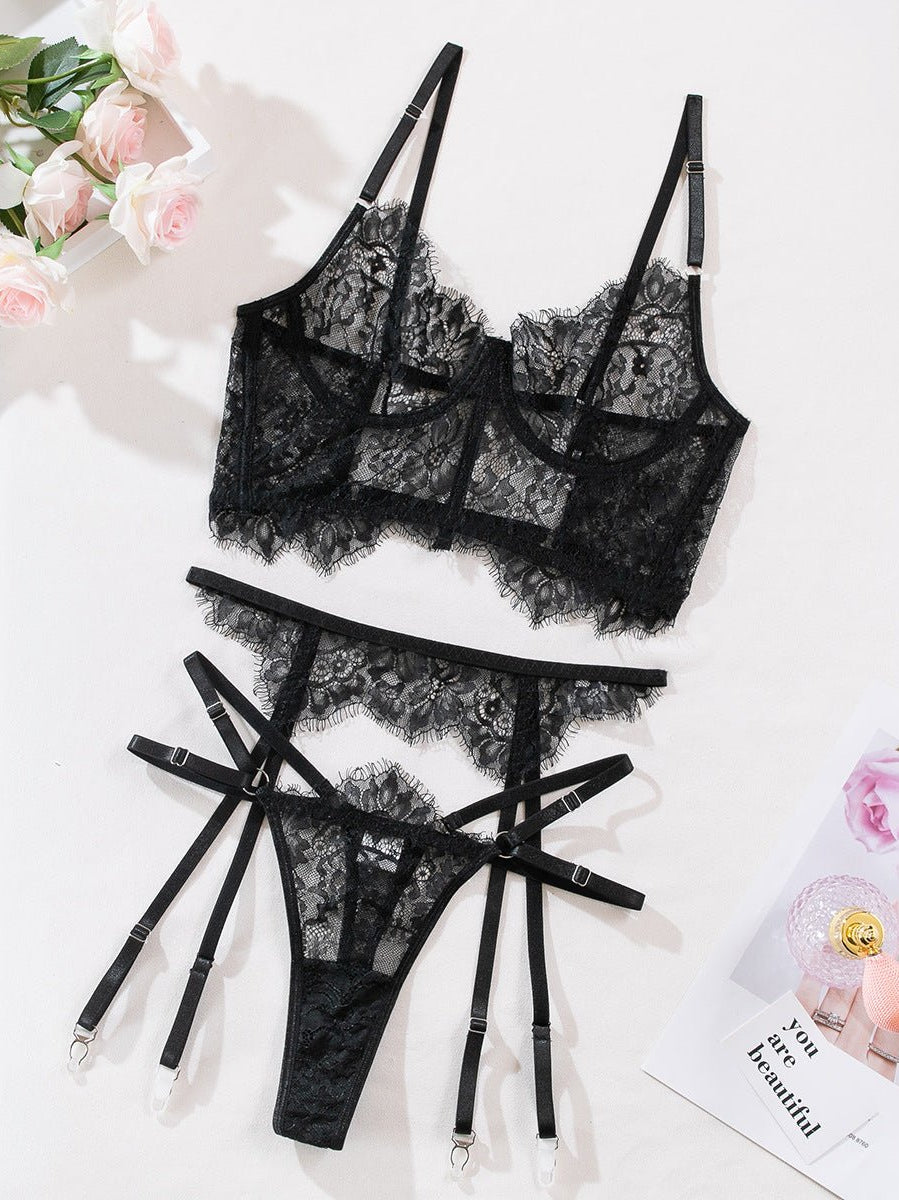 White Lace Sheer Bustier & Camisole Corset Lingerie Set - gosundaymarket