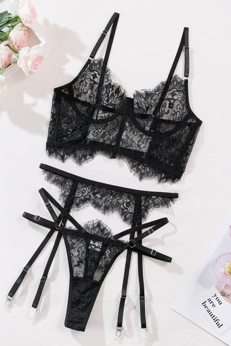 White Lace Sheer Bustier & Camisole Corset Lingerie Set - gosundaymarket