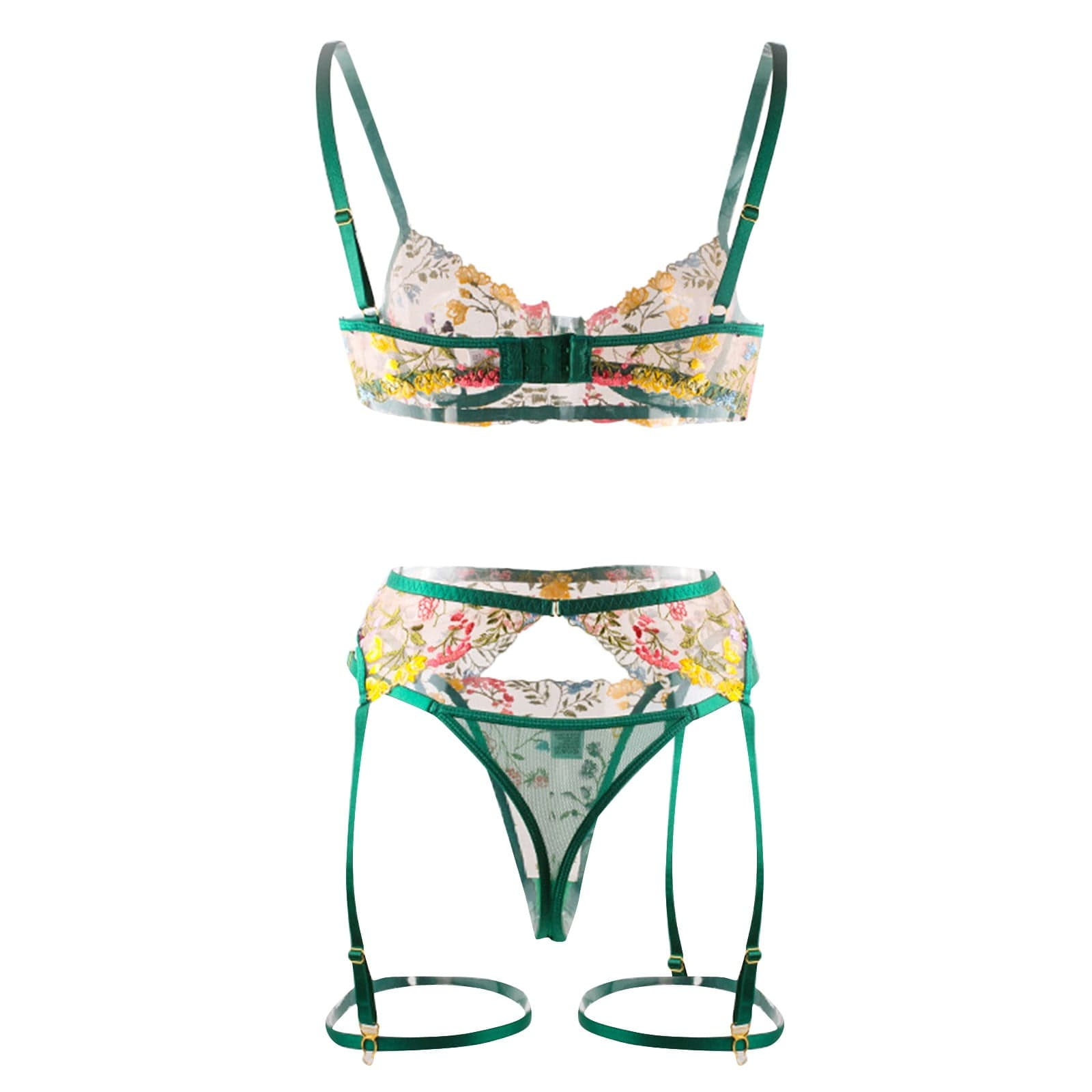 Spring Meadow Bloom Lace Lingerie Set (3-Piece)