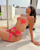 Sunset Ember orange embroidered corset with lace-up front