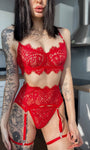 Black Lace Embroidered Supportive Lingerie Set - gosundaymarket