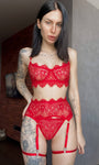 Black Lace Embroidered Supportive Lingerie Set - gosundaymarket