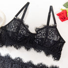 Black Lace Embroidered Supportive Lingerie Set - gosundaymarket