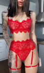 Black Lace Embroidered Supportive Lingerie Set - gosundaymarket