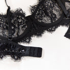 Black Lace Embroidered Supportive Lingerie Set - gosundaymarket