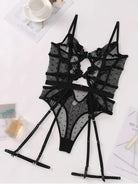 Full layflat display of Black Lace Sheer Shapewear Bodysuit showing design and proportions.