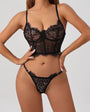 Black & Red Lace Adjustable Embroidered Corset & Panty Lingerie Set - gosundaymarket