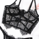 Black & Red Lace Adjustable Embroidered Corset & Panty Lingerie Set - gosundaymarket