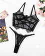 Black & Red Lace Adjustable Embroidered Corset & Panty Lingerie Set - gosundaymarket