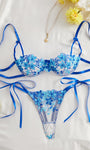 Cherry Blossom Bow Embroidered Sheer Lace Lingerie Set - gosundaymarket