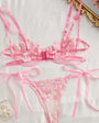 Cherry Blossom Bow Embroidered Sheer Lace Lingerie Set - gosundaymarket
