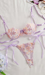 Cherry Blossom Bow Embroidered Sheer Lace Lingerie Set - gosundaymarket