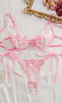 Cherry Blossom Bow Embroidered Sheer Lace Lingerie Set - gosundaymarket