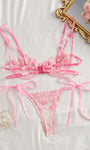 Cherry Blossom Bow Embroidered Sheer Lace Lingerie Set - gosundaymarket