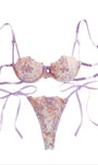 Cherry Blossom Bow Embroidered Sheer Lace Lingerie Set - gosundaymarket