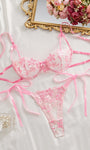 Cherry Blossom Bow Embroidered Sheer Lace Lingerie Set - gosundaymarket