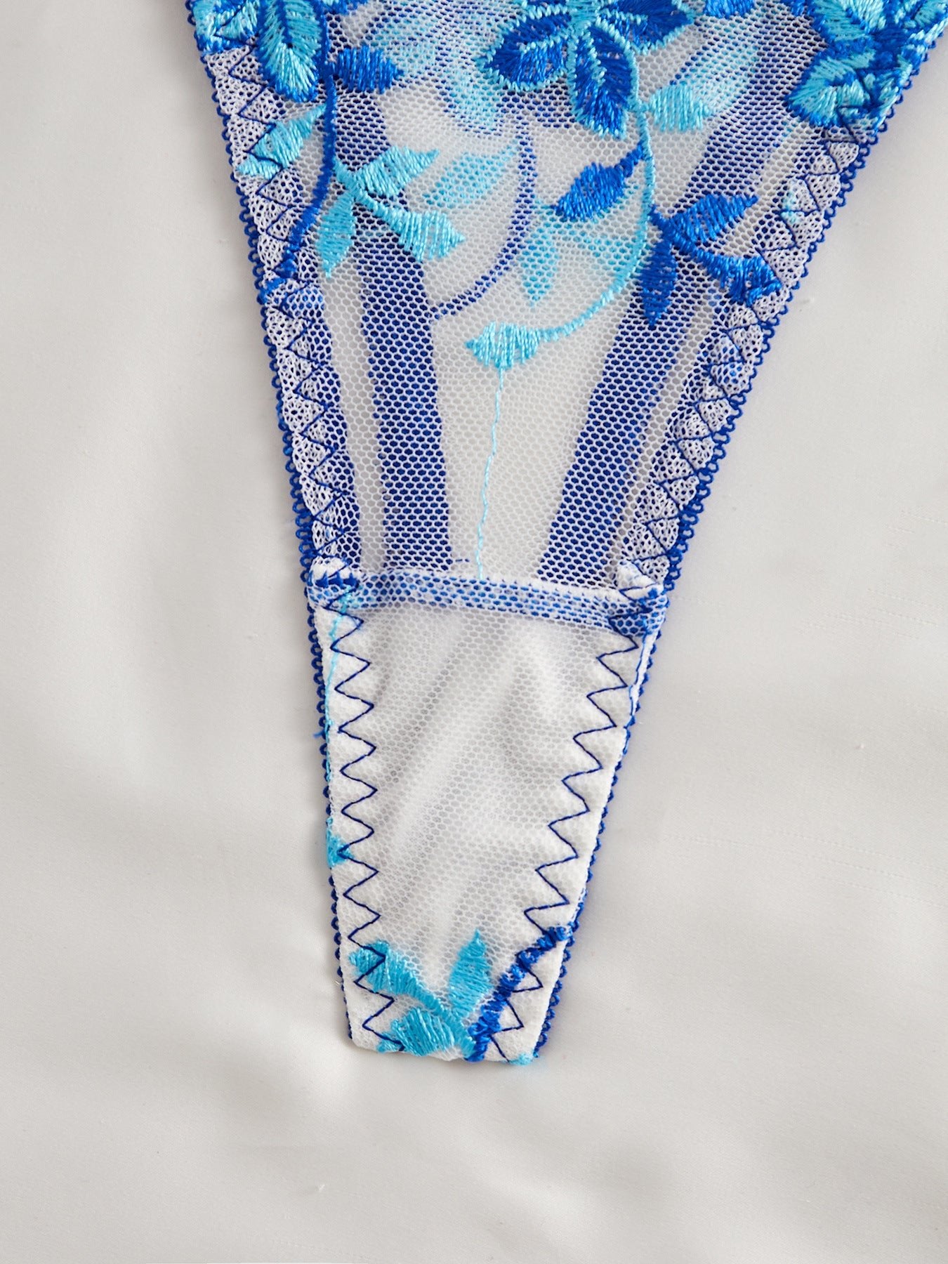 Cherry Blossom Bow Embroidered Sheer Lace Lingerie Set - gosundaymarket
