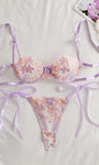 Cherry Blossom Bow Embroidered Sheer Lace Lingerie Set - gosundaymarket