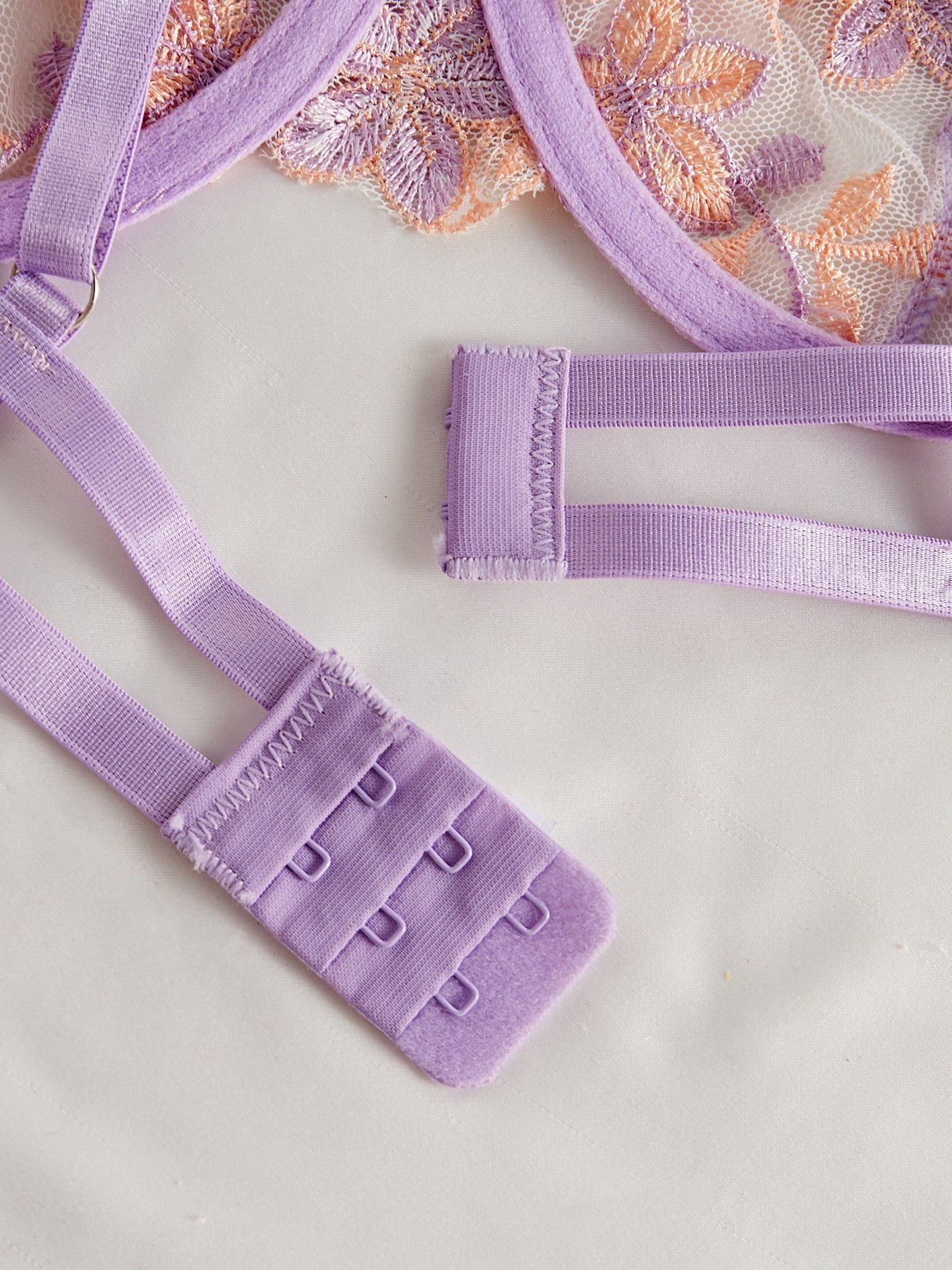 Cherry Blossom Bow Embroidered Sheer Lace Lingerie Set - gosundaymarket