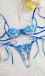 Cherry Blossom Bow Embroidered Sheer Lace Lingerie Set - gosundaymarket