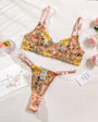 Colorful Floral Embroidered Lingerie Set - gosundaymarket