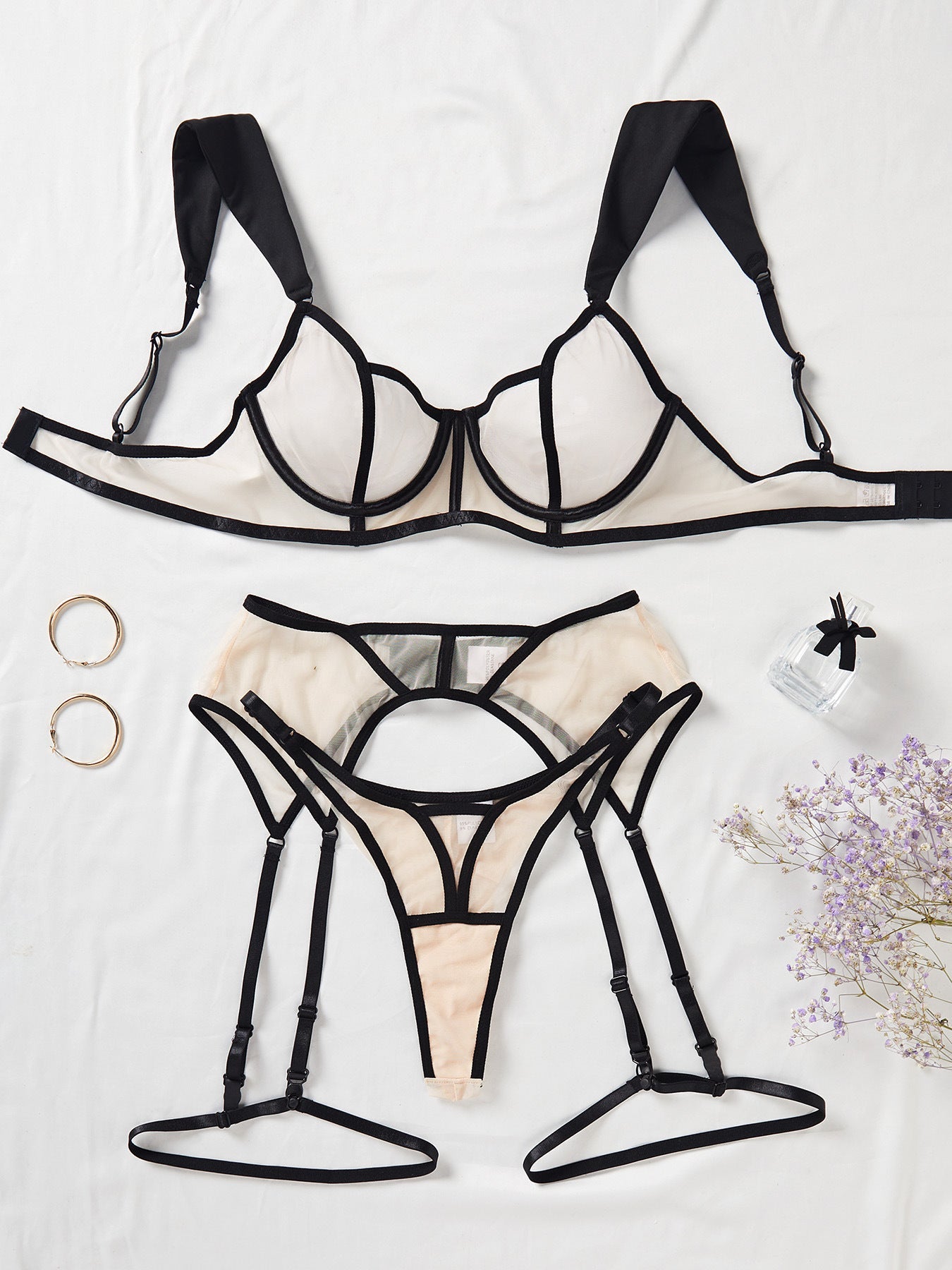 Comfortable Romantic Sexy Soft Sheer Mesh Lingerie Set - gosundaymarket
