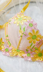 Daisy Embroidered Sheer Push - Up Bra Sexy Lingerie Set - gosundaymarket