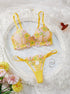 Daisy Embroidered Sheer Push - Up Bra Sexy Lingerie Set - gosundaymarket
