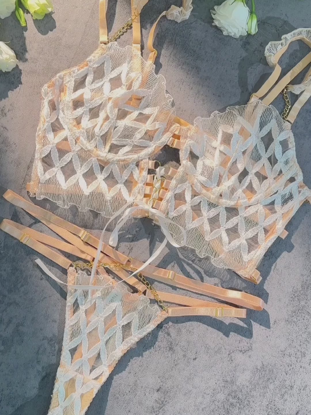 Delicate White Embroidery Lingerie Set - gosundaymarket