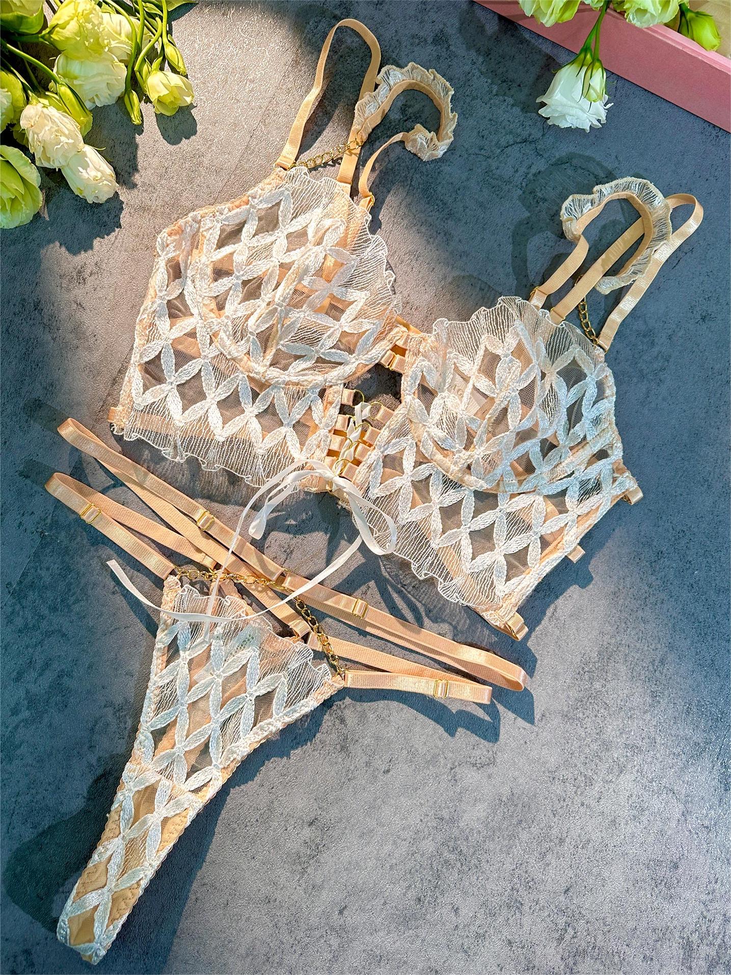 Delicate White Embroidery Lingerie Set - gosundaymarket