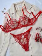 Elegant Floral Embroidered Sheer Mesh Lingerie Set - gosundaymarket