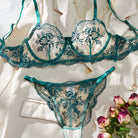Elegant Floral Embroidered Sheer Mesh Lingerie Set - gosundaymarket