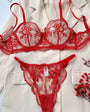 Elegant Floral Embroidered Sheer Mesh Lingerie Set - gosundaymarket