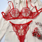 Elegant Floral Embroidered Sheer Mesh Lingerie Set - gosundaymarket